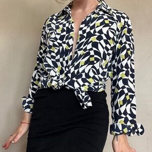 Geometric silk blouse
